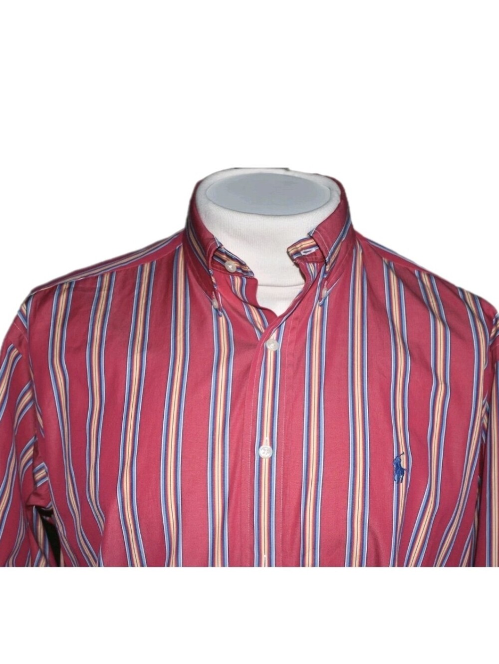 Polo Ralph Lauren Pink Striped Button-Up Shirt Men's Classic Fit Size 16.5 L
